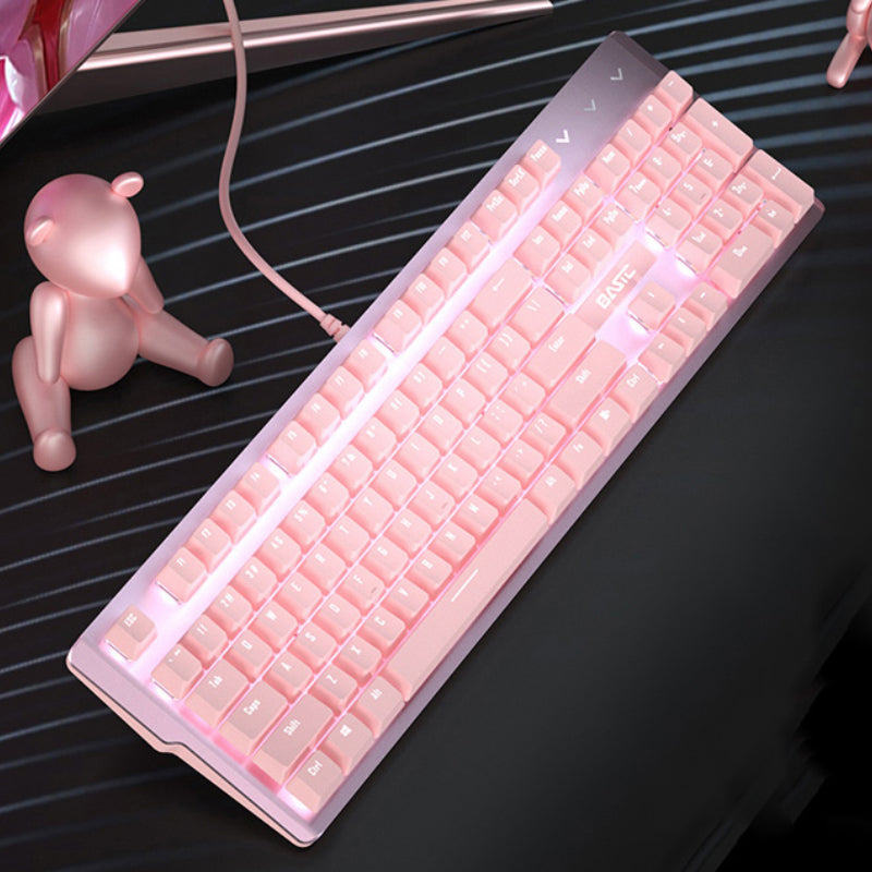 Clavier mécanique et jeu de souris rose pour les filles E-Sports Jeux dédiés Wired Green