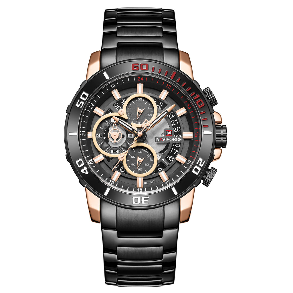 Montres pour hommes Bracelet en acier à quartz étanche à six poignées Calendrier des affaires Montres pour hommes