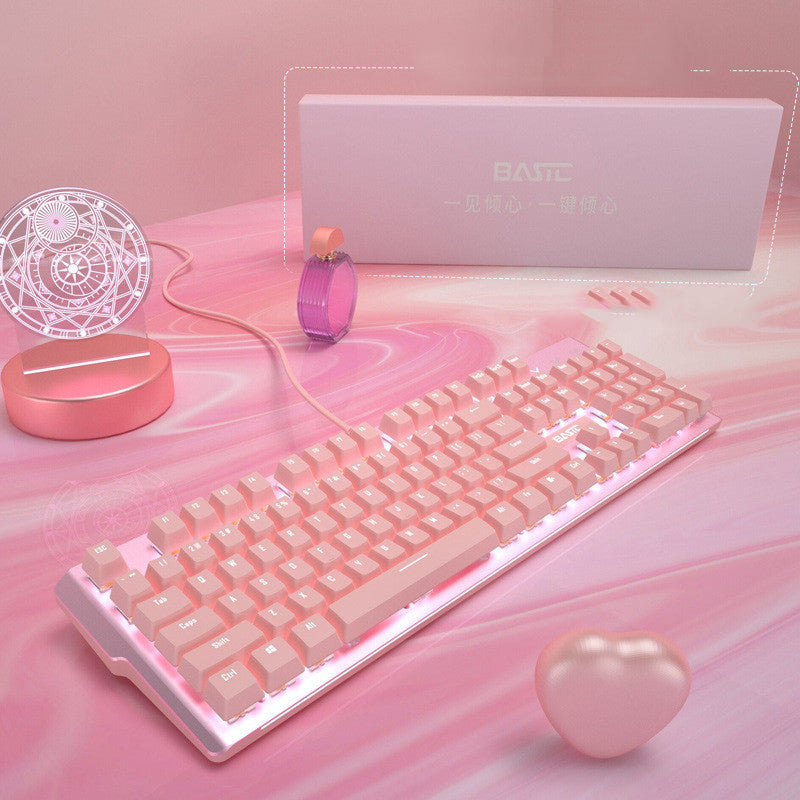 Clavier mécanique et jeu de souris rose pour les filles E-Sports Jeux dédiés Wired Green