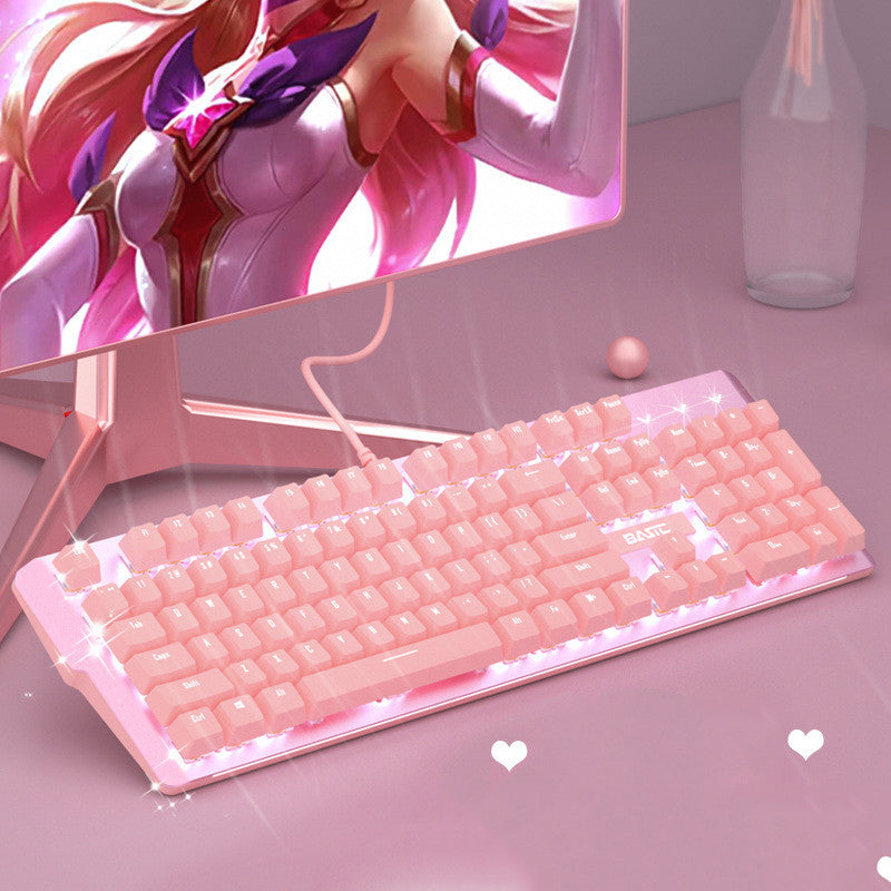 Clavier mécanique et jeu de souris rose pour les filles E-Sports Jeux dédiés Wired Green