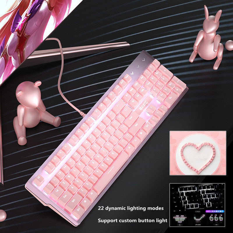 Clavier mécanique et jeu de souris rose pour les filles E-Sports Jeux dédiés Wired Green