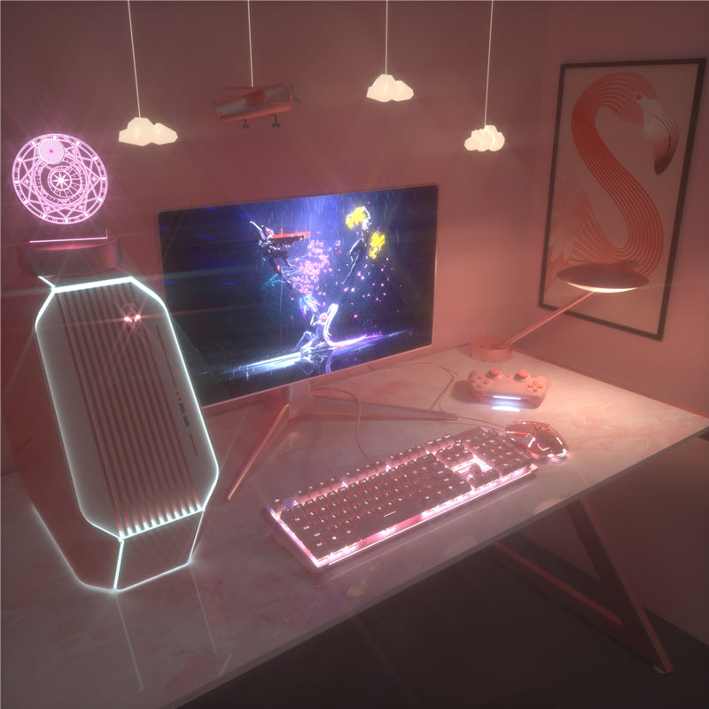 Clavier mécanique et jeu de souris rose pour les filles E-Sports Jeux dédiés Wired Green