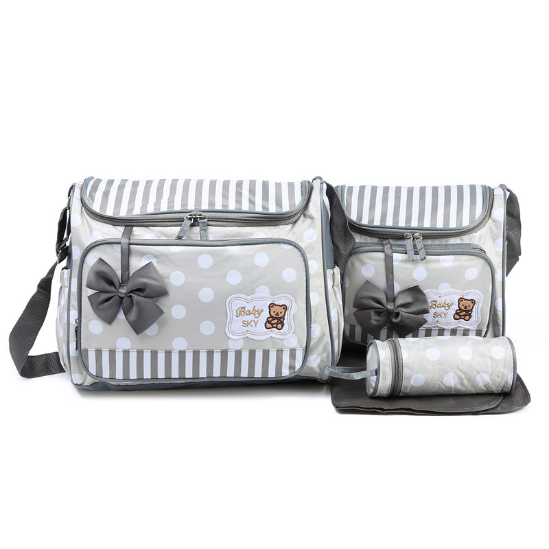 Sachet de maman à quatre pièces Bowknot sortie d'une poulailler Multifonctionnel grand sac de capacité pour Mo