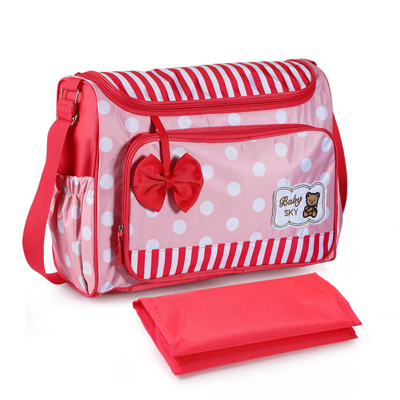 Sachet de maman à quatre pièces Bowknot sortie d'une poulailler Multifonctionnel grand sac de capacité pour Mo
