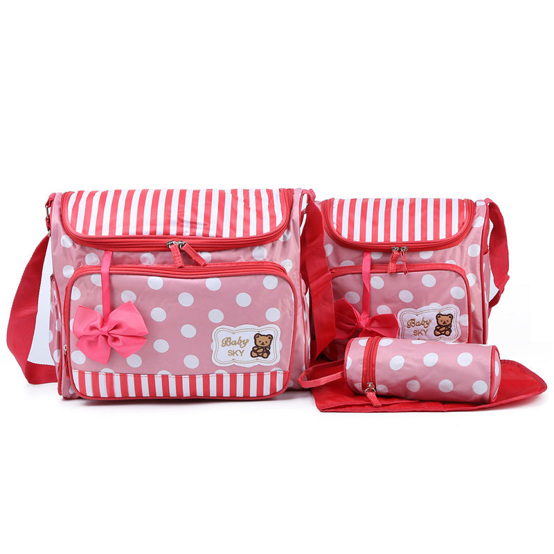 Sachet de maman à quatre pièces Bowknot sortie d'une poulailler Multifonctionnel grand sac de capacité pour Mo