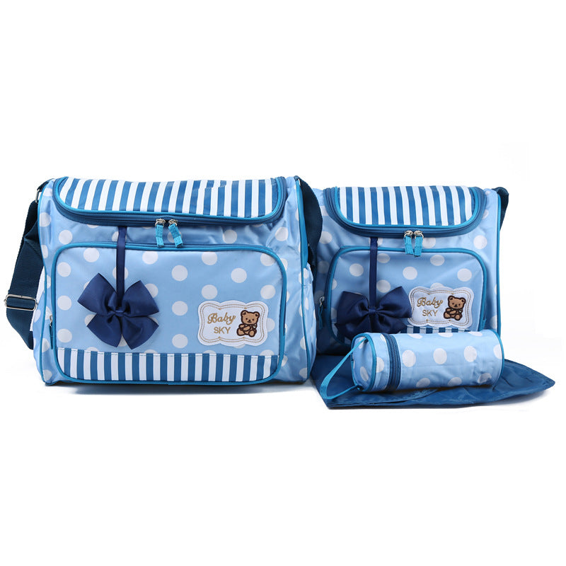 Sachet de maman à quatre pièces Bowknot sortie d'une poulailler Multifonctionnel grand sac de capacité pour Mo