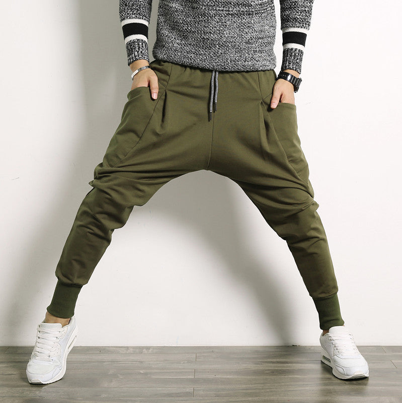 Japonais Solid Color Plus Taille Harem Suspender Pantalons Jeunes Pantalons Casual Hommes Pantalons