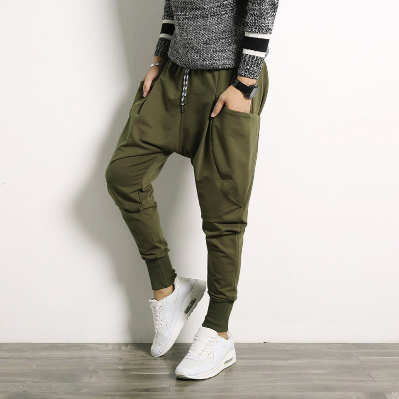 Japonais Solid Color Plus Taille Harem Suspender Pantalons Jeunes Pantalons Casual Hommes Pantalons