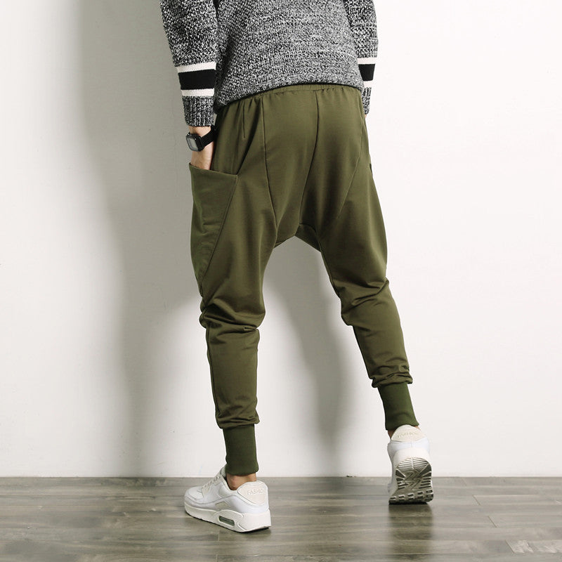Japonais Solid Color Plus Taille Harem Suspender Pantalons Jeunes Pantalons Casual Hommes Pantalons