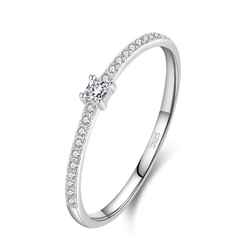 S925 Argent Sterling All-Match Simple Coréen Trendy Micro-Inlaid Index Finger Ring Mode