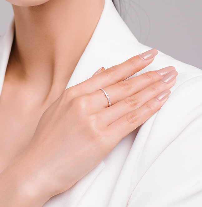 S925 Argent Sterling All-Match Simple Coréen Trendy Micro-Inlaid Index Finger Ring Mode