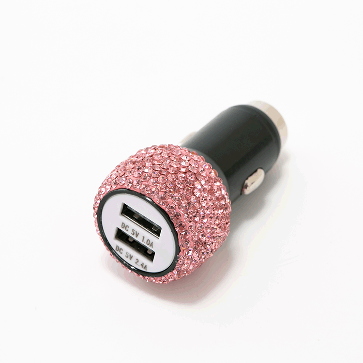 2.4 Dual Port Car Mobile Phone Charger with One to Two Diamond Dual USB Car Charging
