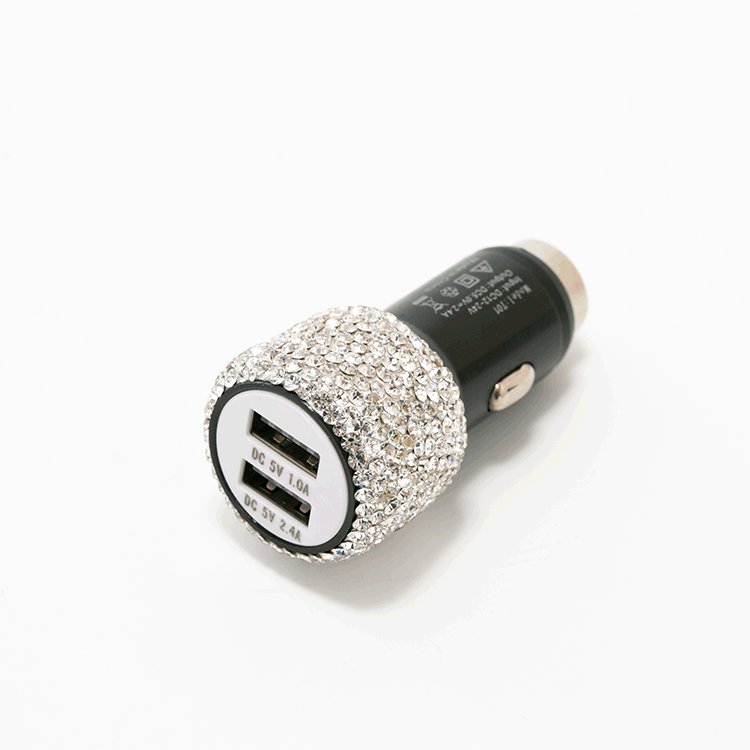 2.4 Dual Port Car Mobile Phone Charger with One to Two Diamond Dual USB Car Charging