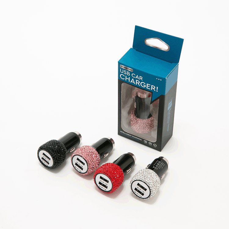 2.4 Dual Port Car Mobile Phone Charger with One to Two Diamond Dual USB Car Charging