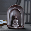Guanyin Sitting Lotus Back Flow Incense Burner Céramique pour Bouddha à la maison