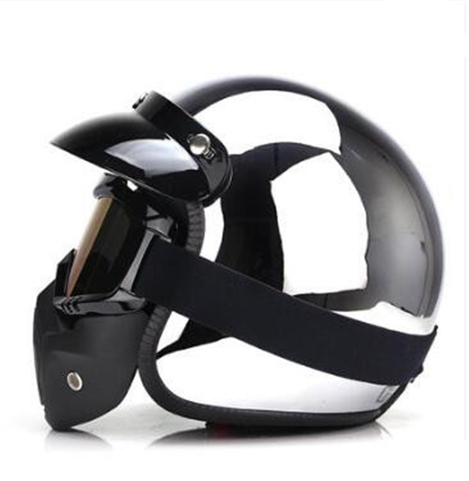 Quatre saisons Homme et Femmes Rétro Batterie Casque de voiture électrique Miroir Réflexion Argent