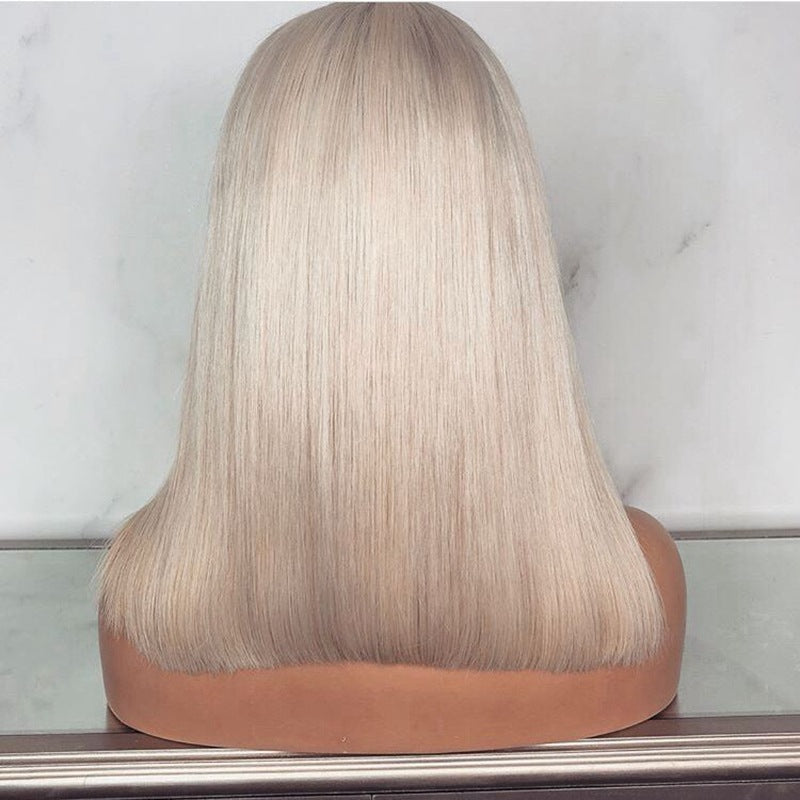 Perruque féminine courte cheveux intérieur boucle moyenne cheveux longs argent gris chimique cheveux fibre