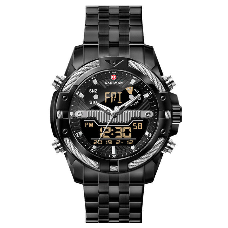 Montres hommes Dual Movement Réveil de rétroéclairage Horloge en acier imperméable
