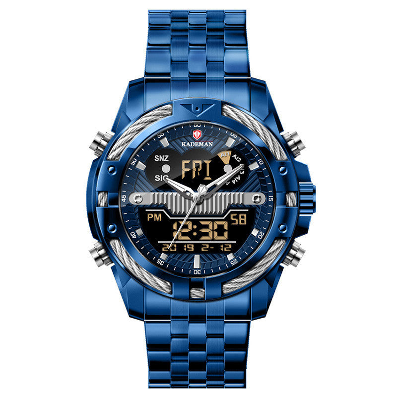 Montres hommes Dual Movement Réveil de rétroéclairage Horloge en acier imperméable