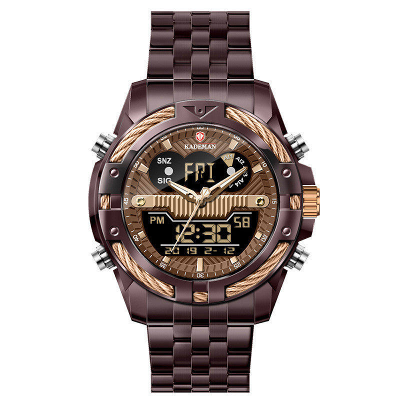 Montres hommes Dual Movement Réveil de rétroéclairage Horloge en acier imperméable
