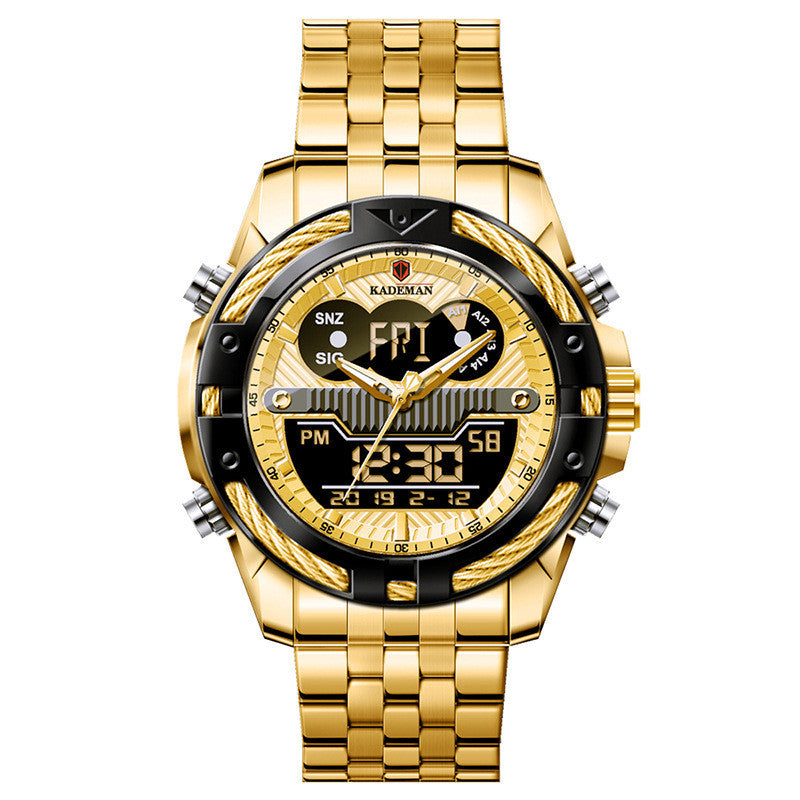Montres hommes Dual Movement Réveil de rétroéclairage Horloge en acier imperméable