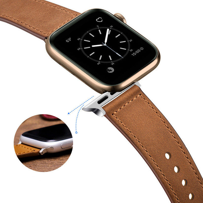 Bracelet de montre en cuir de vache de couleur pure