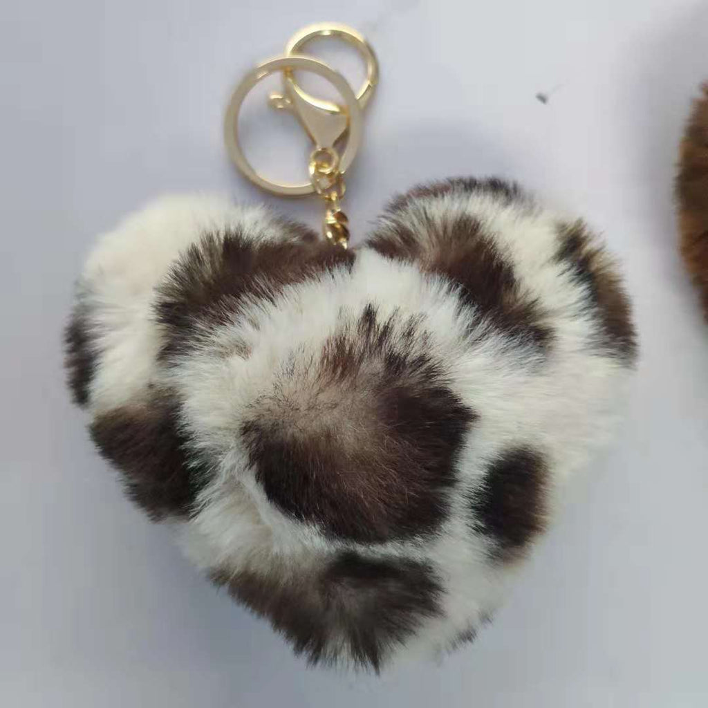 Leopard Print Love Plush Pendentif Peach Heart Keychain Voiture Ornement Accessoires Sac Imitati