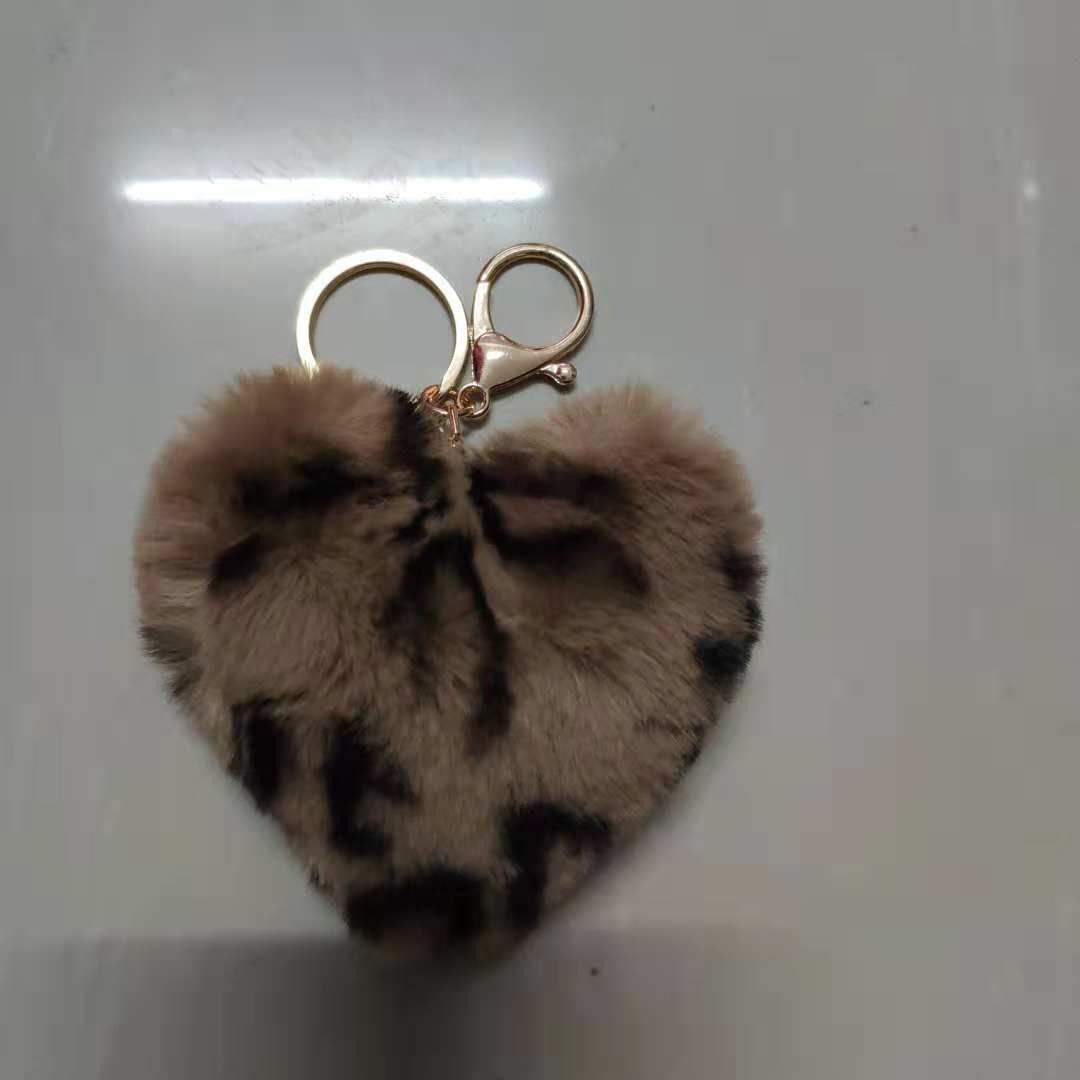 Leopard Print Love Plush Pendentif Peach Heart Keychain Voiture Ornement Accessoires Sac Imitati