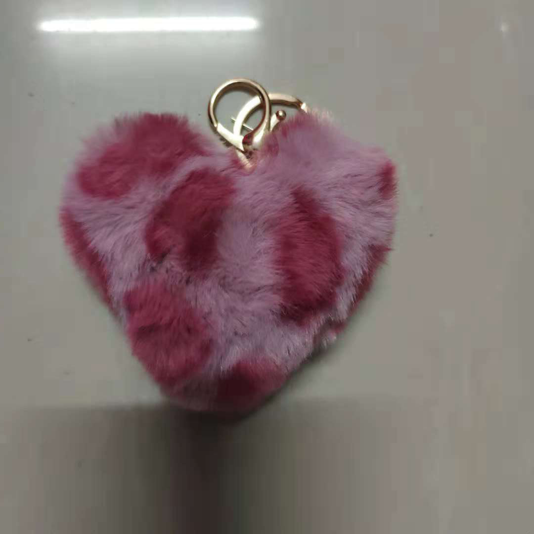 Leopard Print Love Plush Pendentif Peach Heart Keychain Voiture Ornement Accessoires Sac Imitati