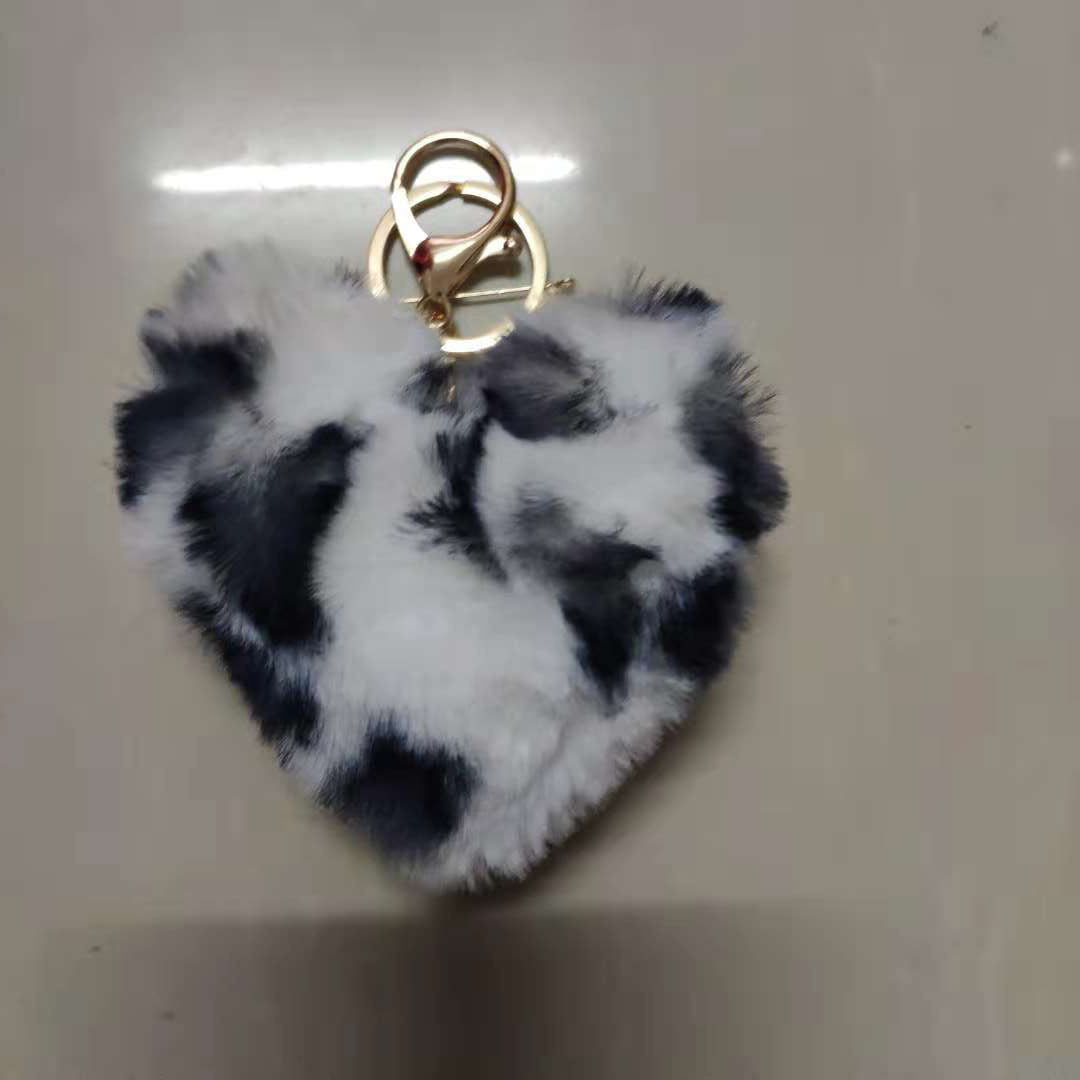 Leopard Print Love Plush Pendentif Peach Heart Keychain Voiture Ornement Accessoires Sac Imitati