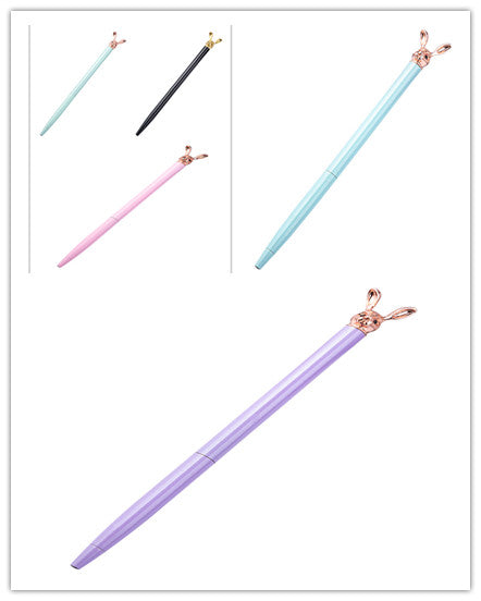 Stylo à bille en métal de la mode coréenne mignon lapin métal stylo rotatif en métal stylo balle