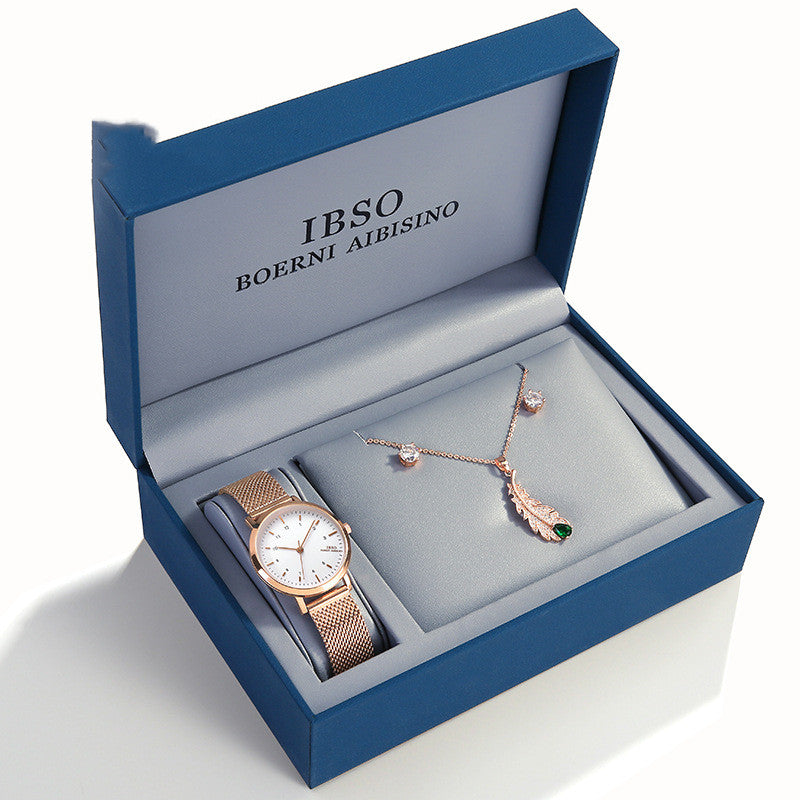 Ibso'S Fashion Watch avec boucles d'oreille Zircon Collier supporte une goutte d'expédition Amazon Aliex