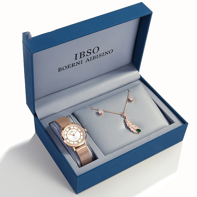 Ibso'S Fashion Watch avec boucles d'oreille Zircon Collier supporte une goutte d'expédition Amazon Aliex