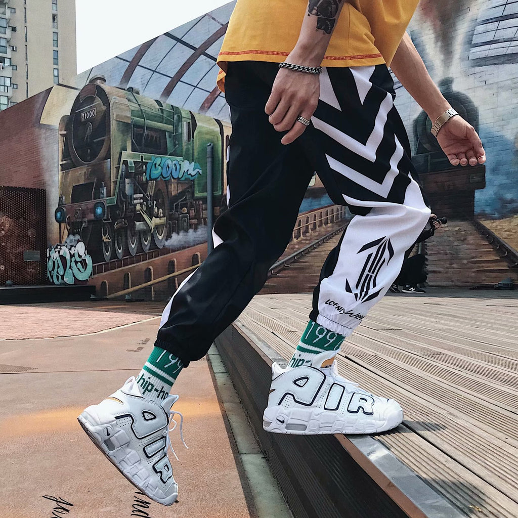 Tide marque Tie Pantalons Homme Version Coréenne Loose Couleur Matching Handsome Pantalons Casual Studen