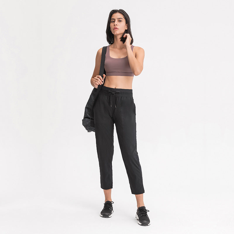 Pantalon de yoga de poche de fitness de sport lisse