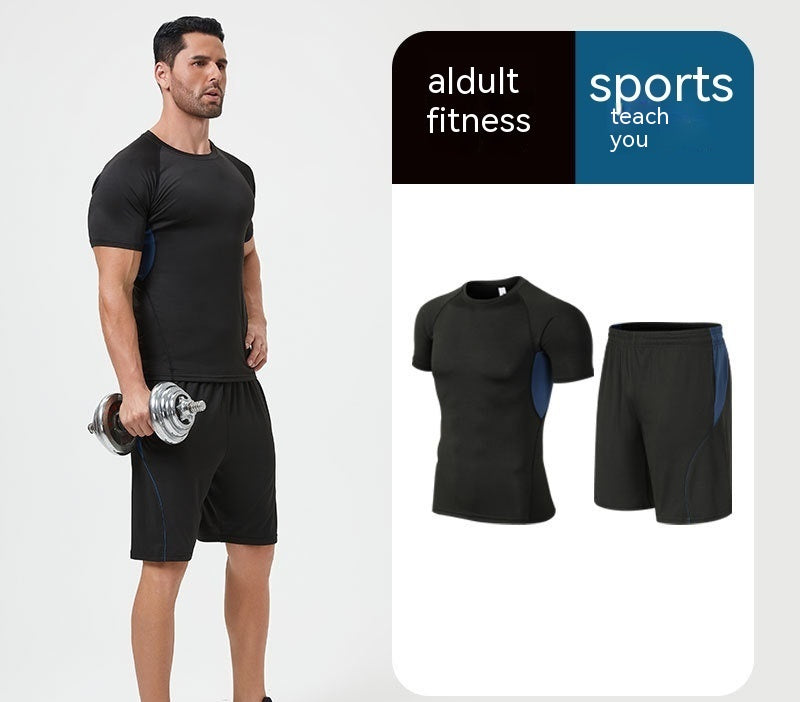 Fitness Suit Homme Running Night Running Sports Séchage rapide Cinq-pièces Foo