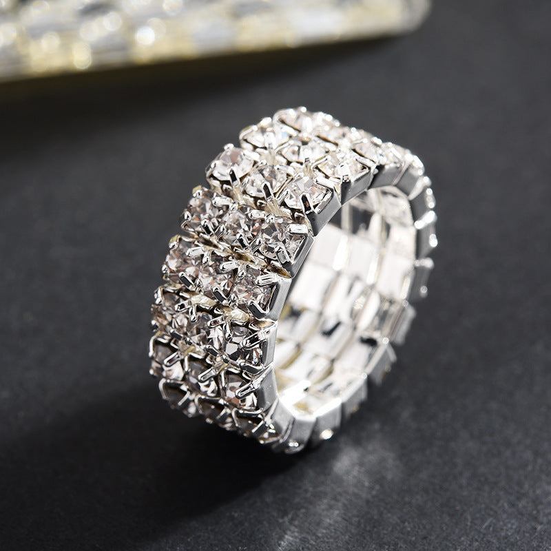 Colliers multicouches à quatre mailles en perles Diamant de griffe exagérée