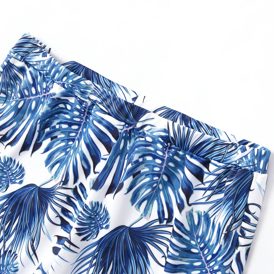 Maillot de bain mère-enfant maillot de bain à l'étranger bikini familial blanc lotus feuille