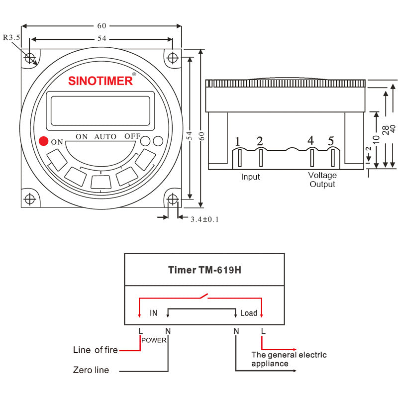 TM-619H-2 30A 230V AC 7 jours par semaine Temps programmable