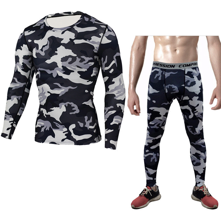 Ensemble de base de compression Camouflage Ensemble de compression sportive T-Shirt à manches longues Exe