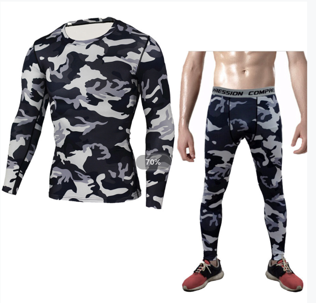 Ensemble de base de compression Camouflage Ensemble de compression sportive T-Shirt à manches longues Exe