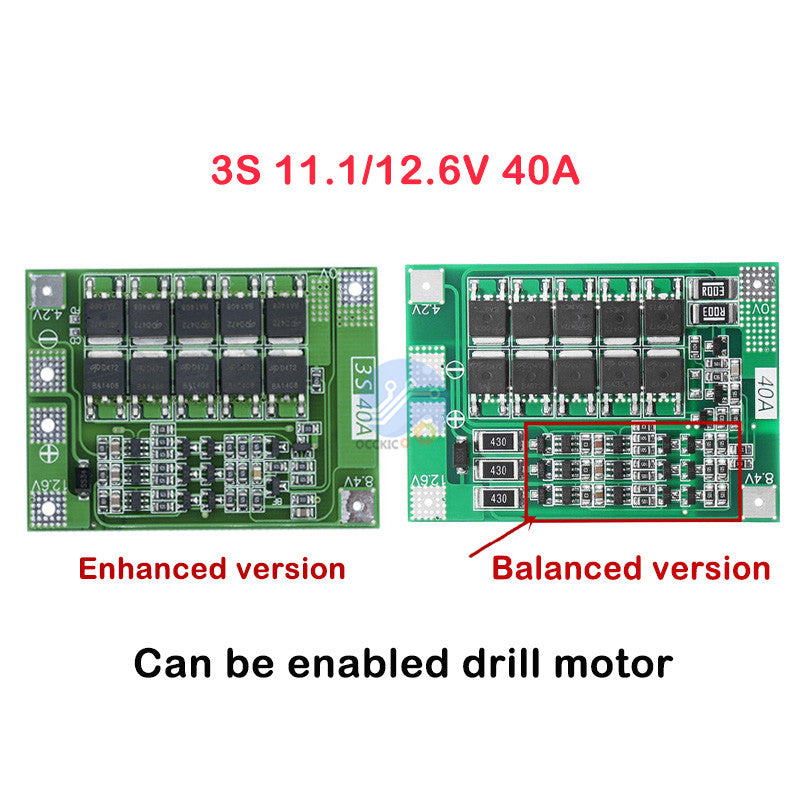 3S 40A BMS Lithium Batterie Protection Board Balance améliorée