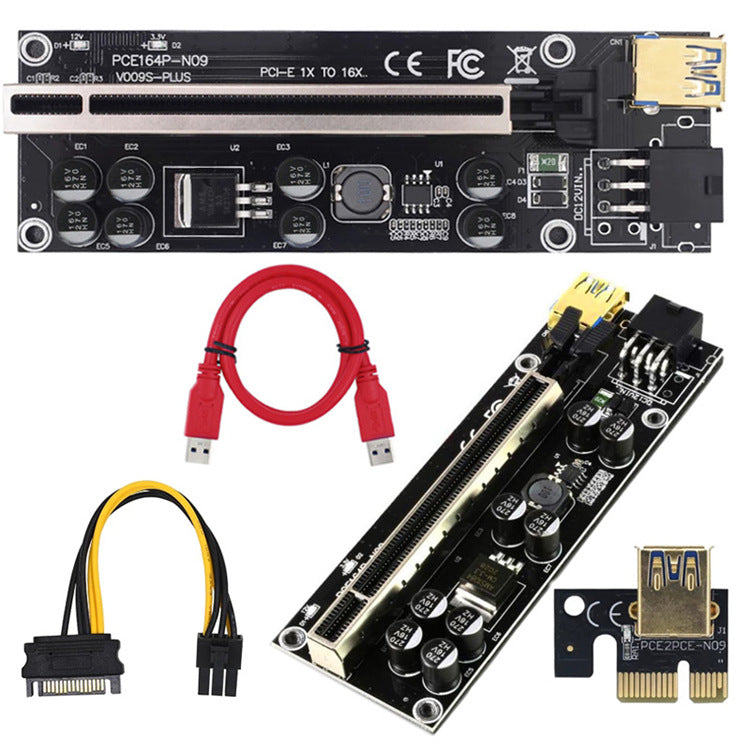 Carte Riser 009s Plus PCI-E PCI PCI Express X16 GPU 6in Carte adaptateur USB 3.0 Câble 1X 16X