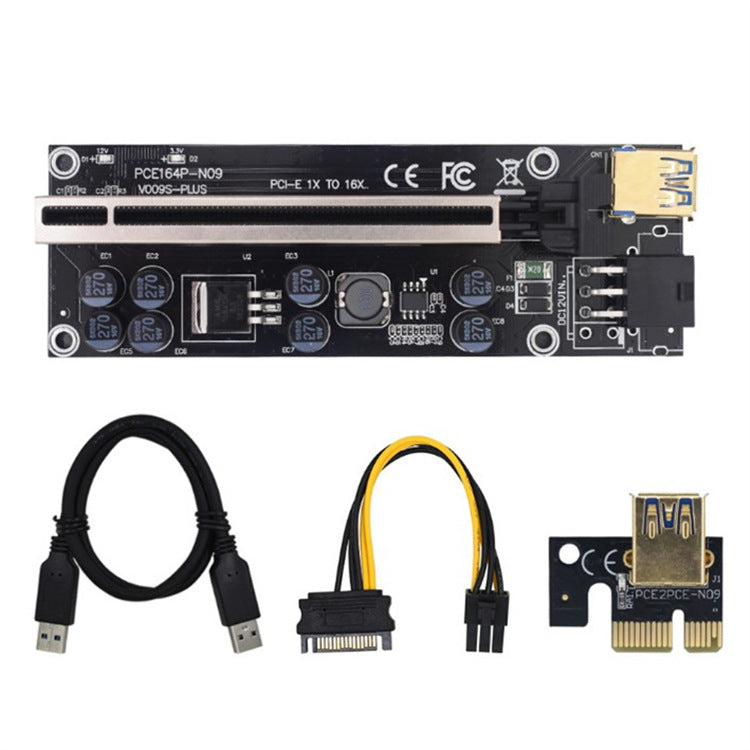 Carte Riser 009s Plus PCI-E PCI PCI Express X16 GPU 6in Carte adaptateur USB 3.0 Câble 1X 16X