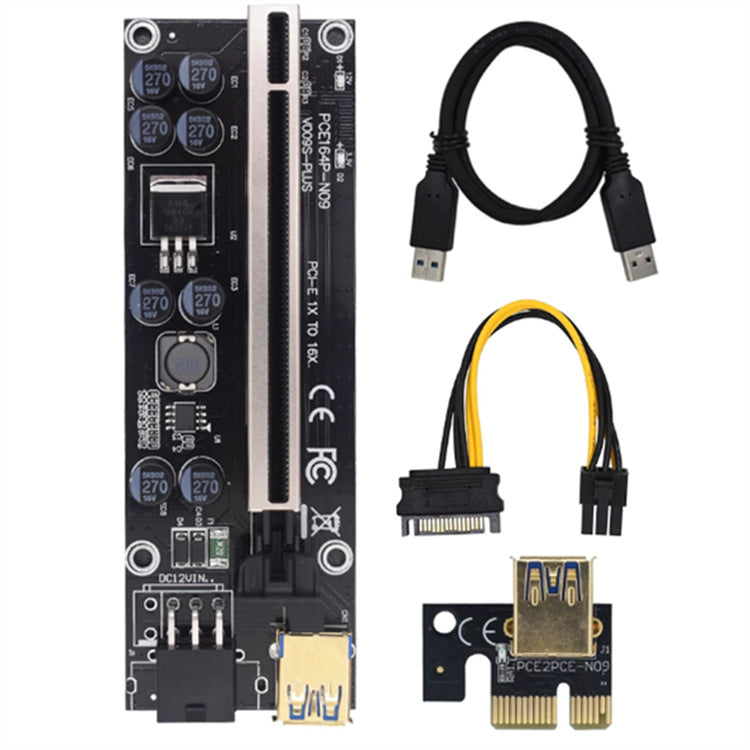 Carte Riser 009s Plus PCI-E PCI PCI Express X16 GPU 6in Carte adaptateur USB 3.0 Câble 1X 16X