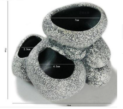 Céramique Simulation Pots hydroponiques en pierre Pots à cylindrée multifonctionnels Masquer le poisson reproducteur T