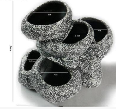 Céramique Simulation Pots hydroponiques en pierre Pots à cylindrée multifonctionnels Masquer le poisson reproducteur T