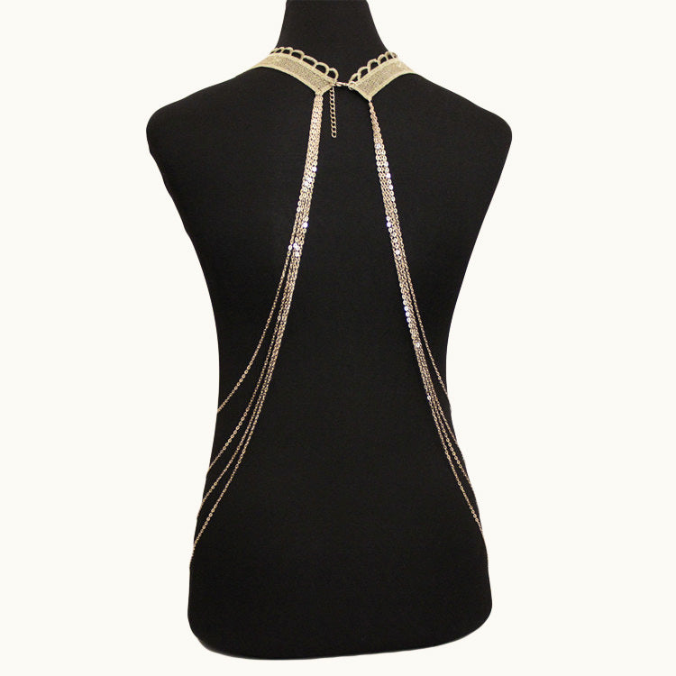 Luxury Sexy Belle Dentelle Fleur Feuille Chaîne du corps faux Collier Collier Aliexpress Accessor