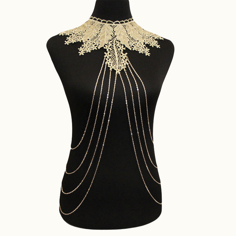 Luxury Sexy Belle Dentelle Fleur Feuille Chaîne du corps faux Collier Collier Aliexpress Accessor