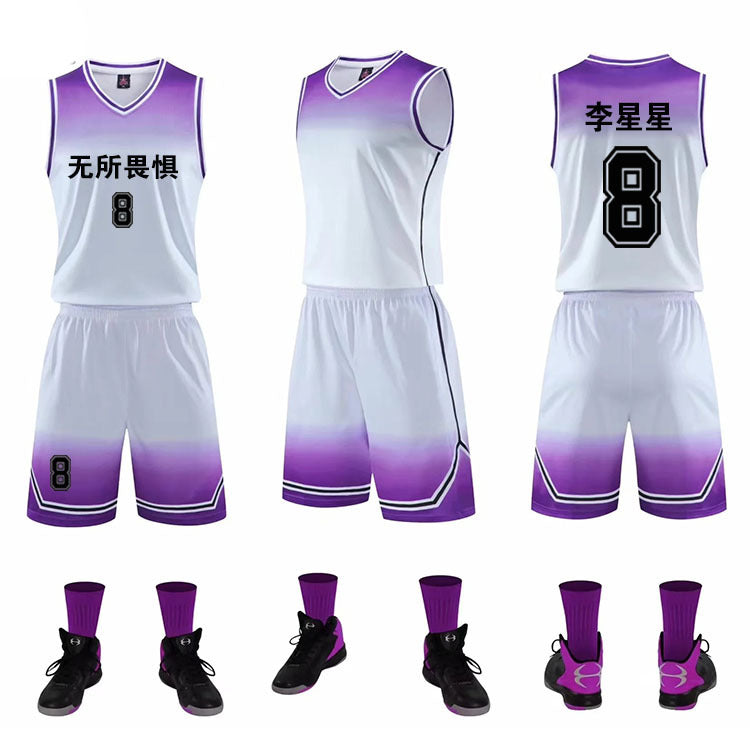 Gradient Basketball Uniforme Sportuaire Costume Enfants Adult Sweat Absorbent Basketball Uniforme